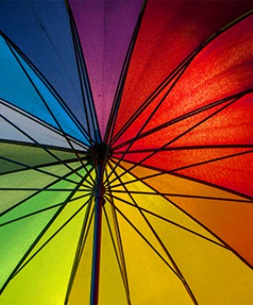 inside rainbow umbrella