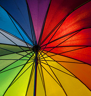 inside rainbow umbrella