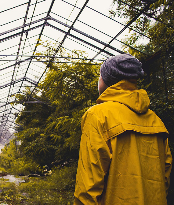 waliking in yellow rain boots