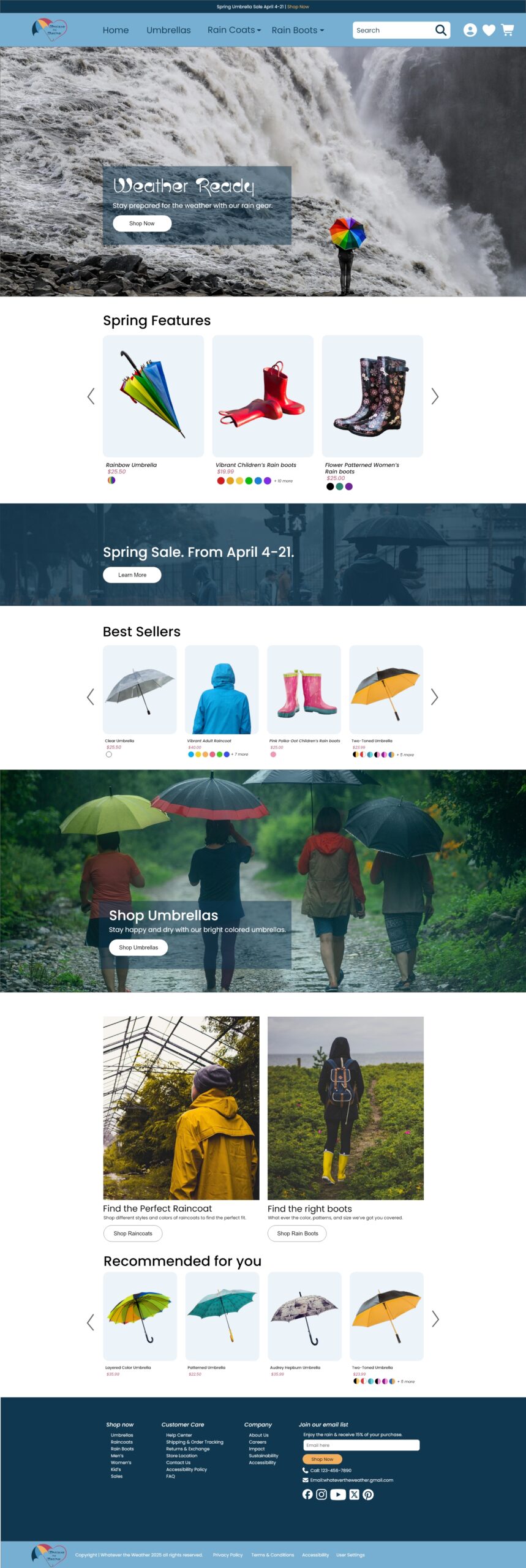 umbrella home page desktop view