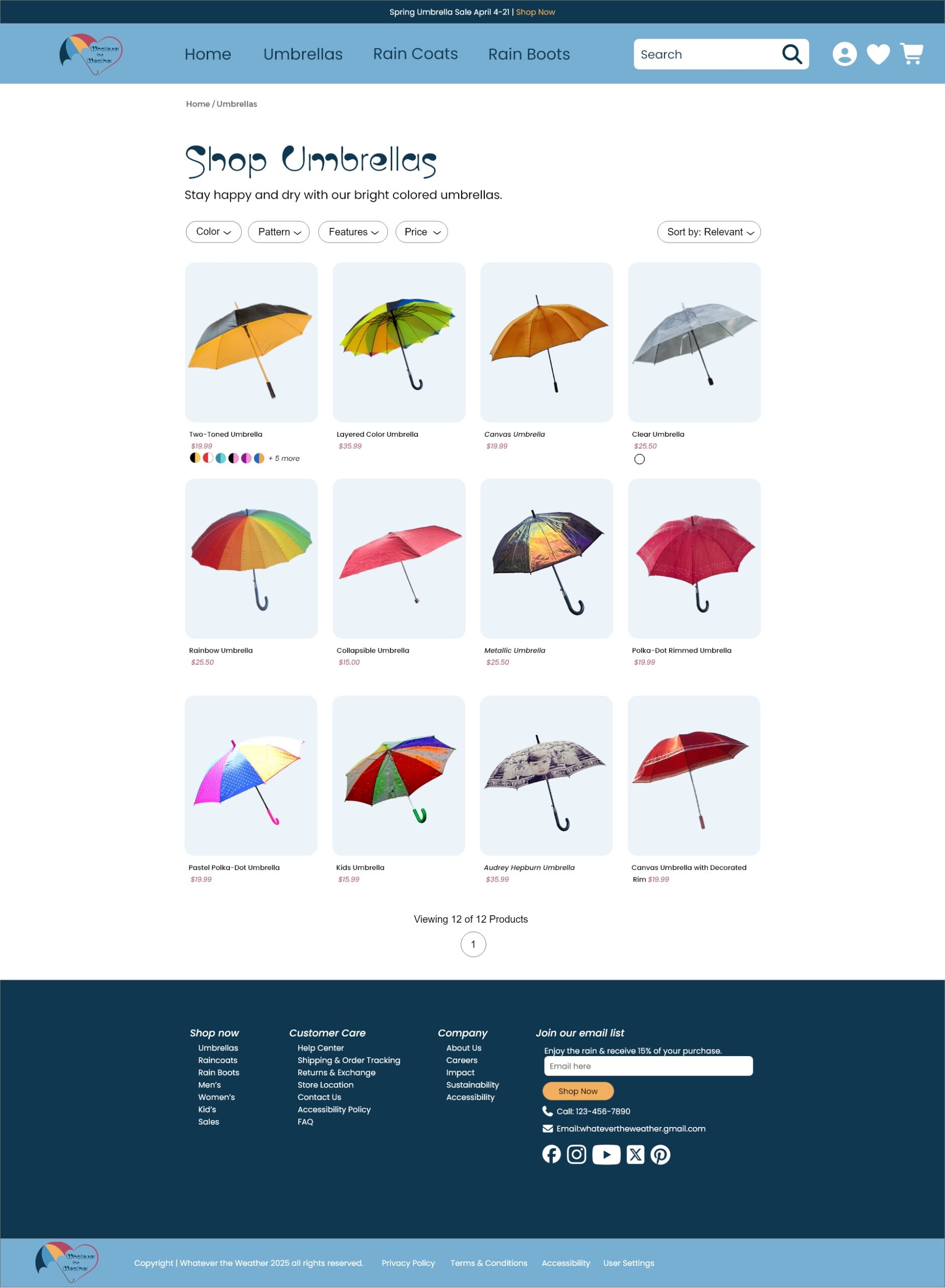umbrella browse page desktop view