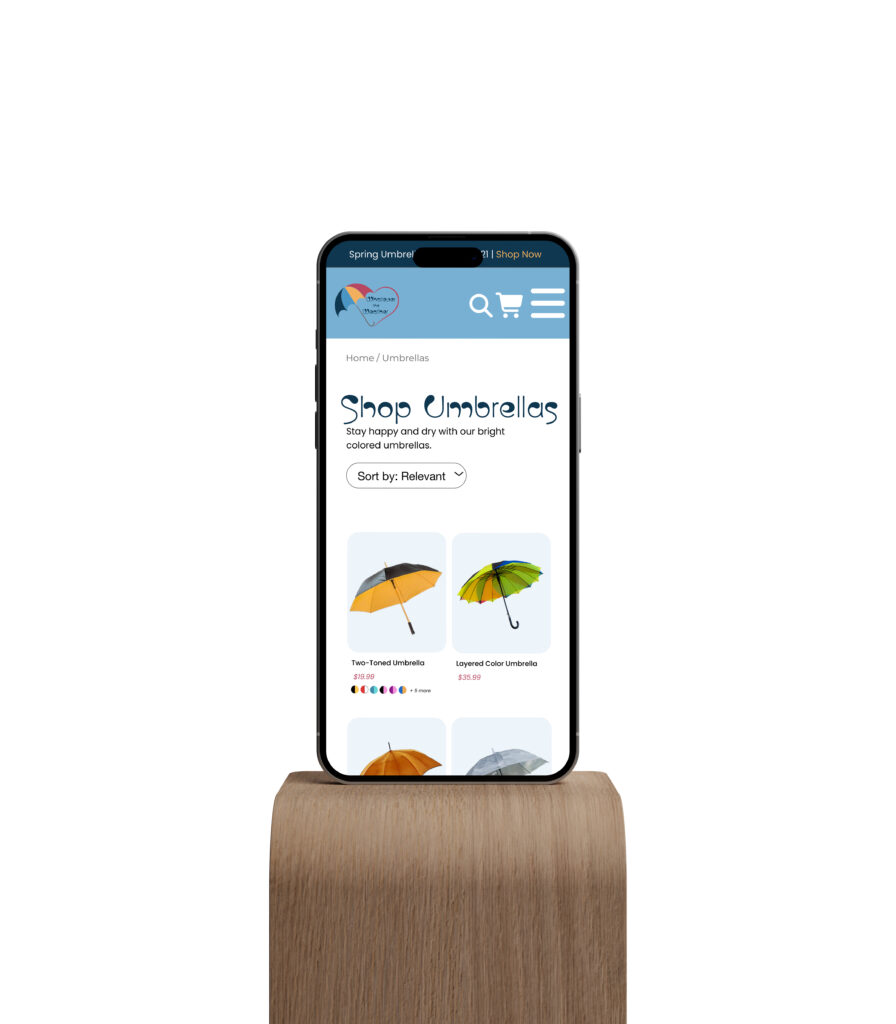 umbrella website browse the product page