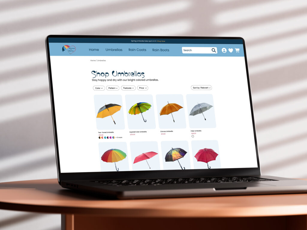 umbrella browse shopping page desktop view