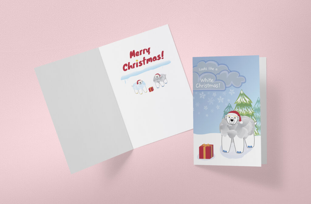 bear christmas card with envelope