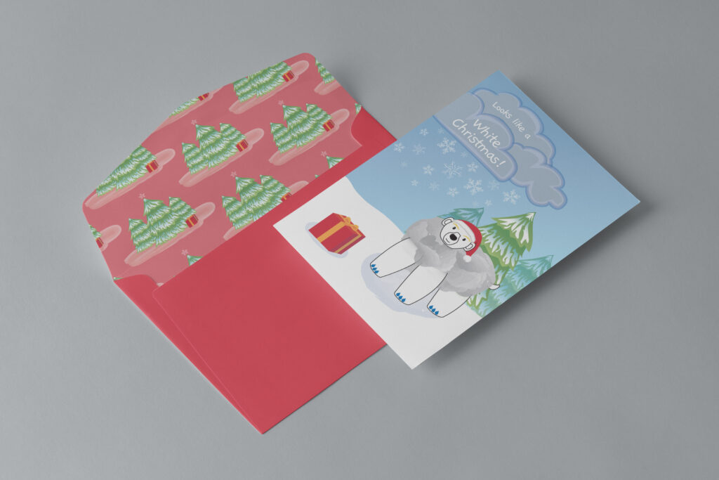 bear christmas card with envelope