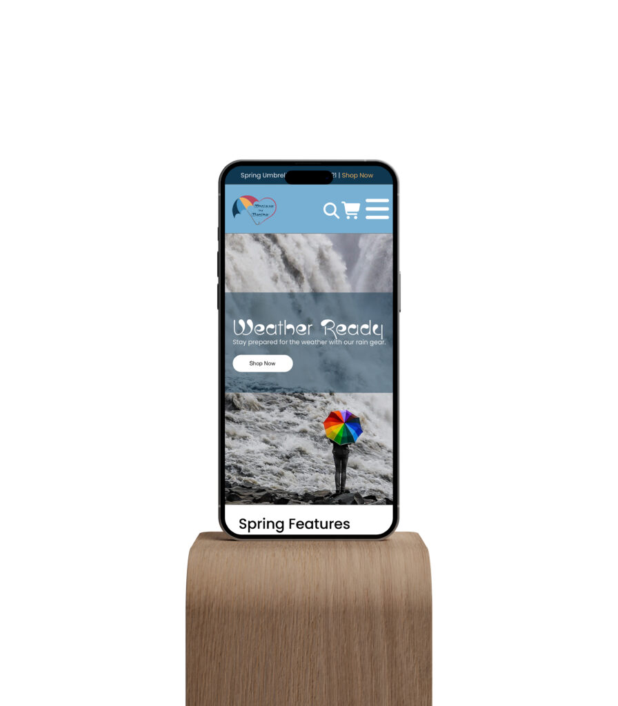 umbrella website home screen on an iphone