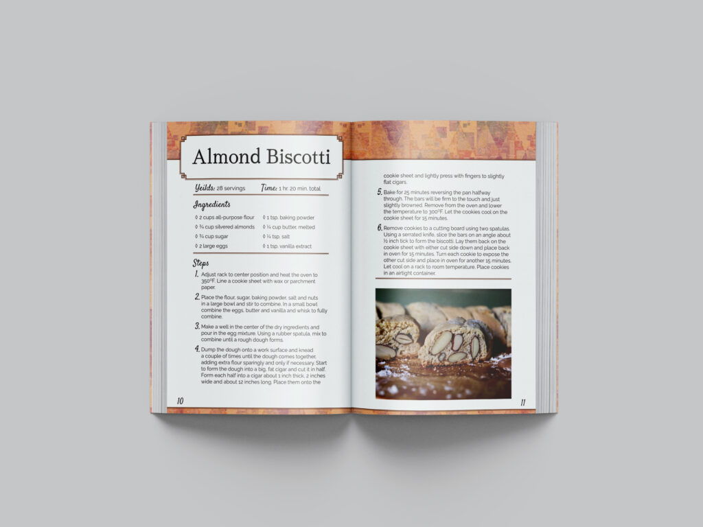 Recipe book almond biscotti