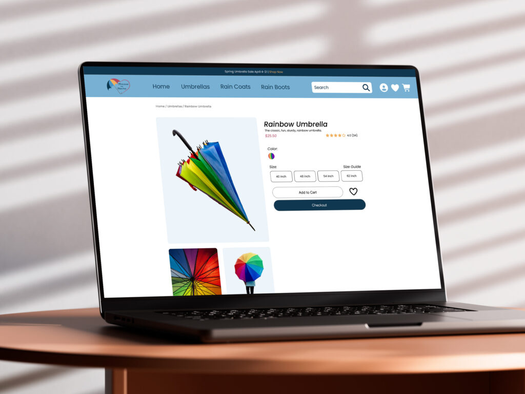 umbrella product and cart page desktop view