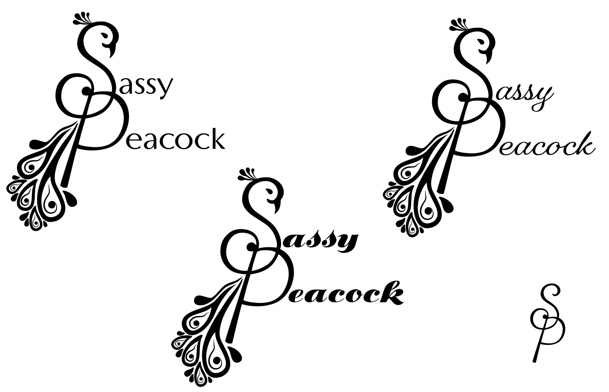sassy peacock logo trial-letter mark page