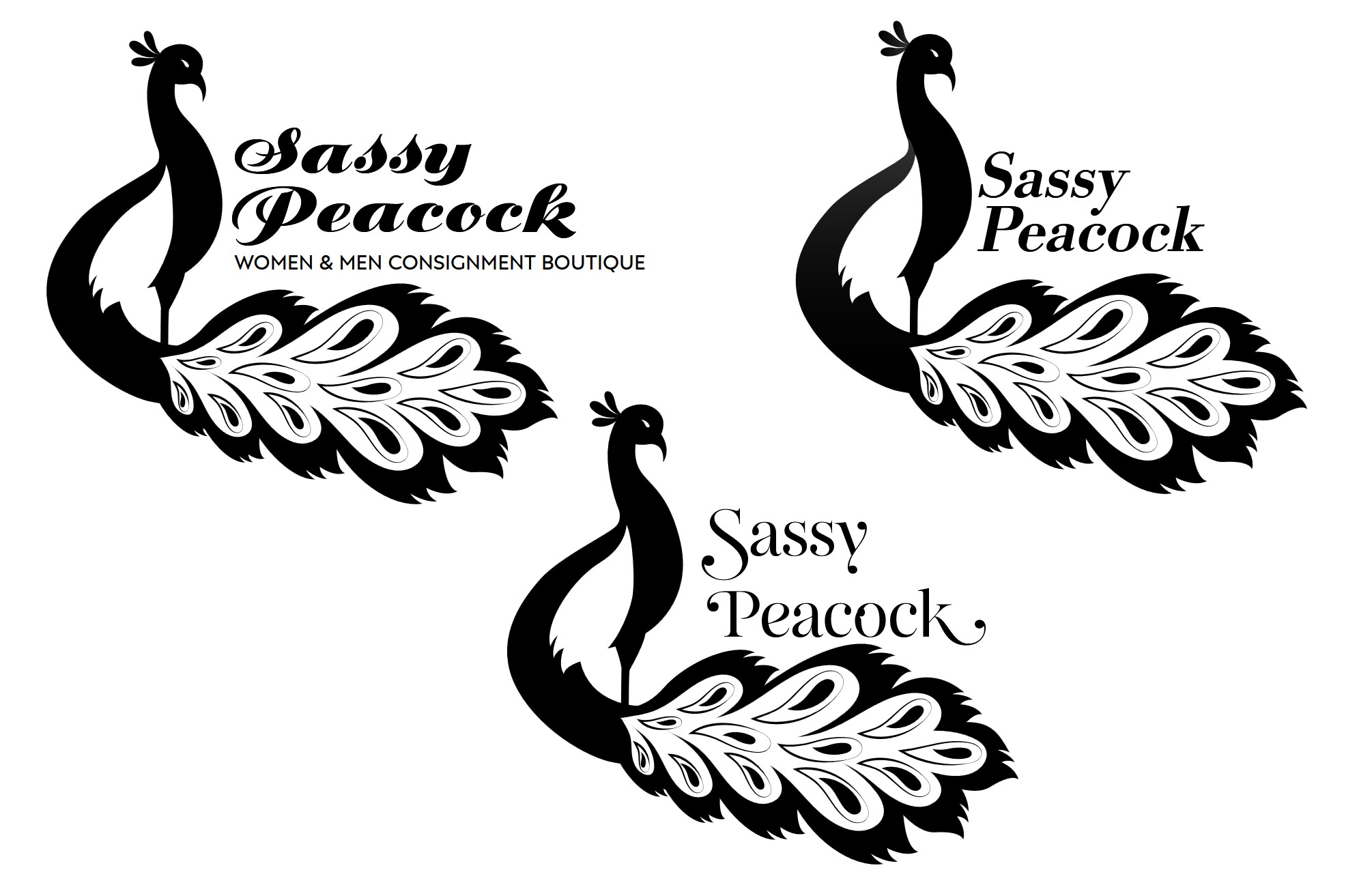sassy peacock logo trial- full tail