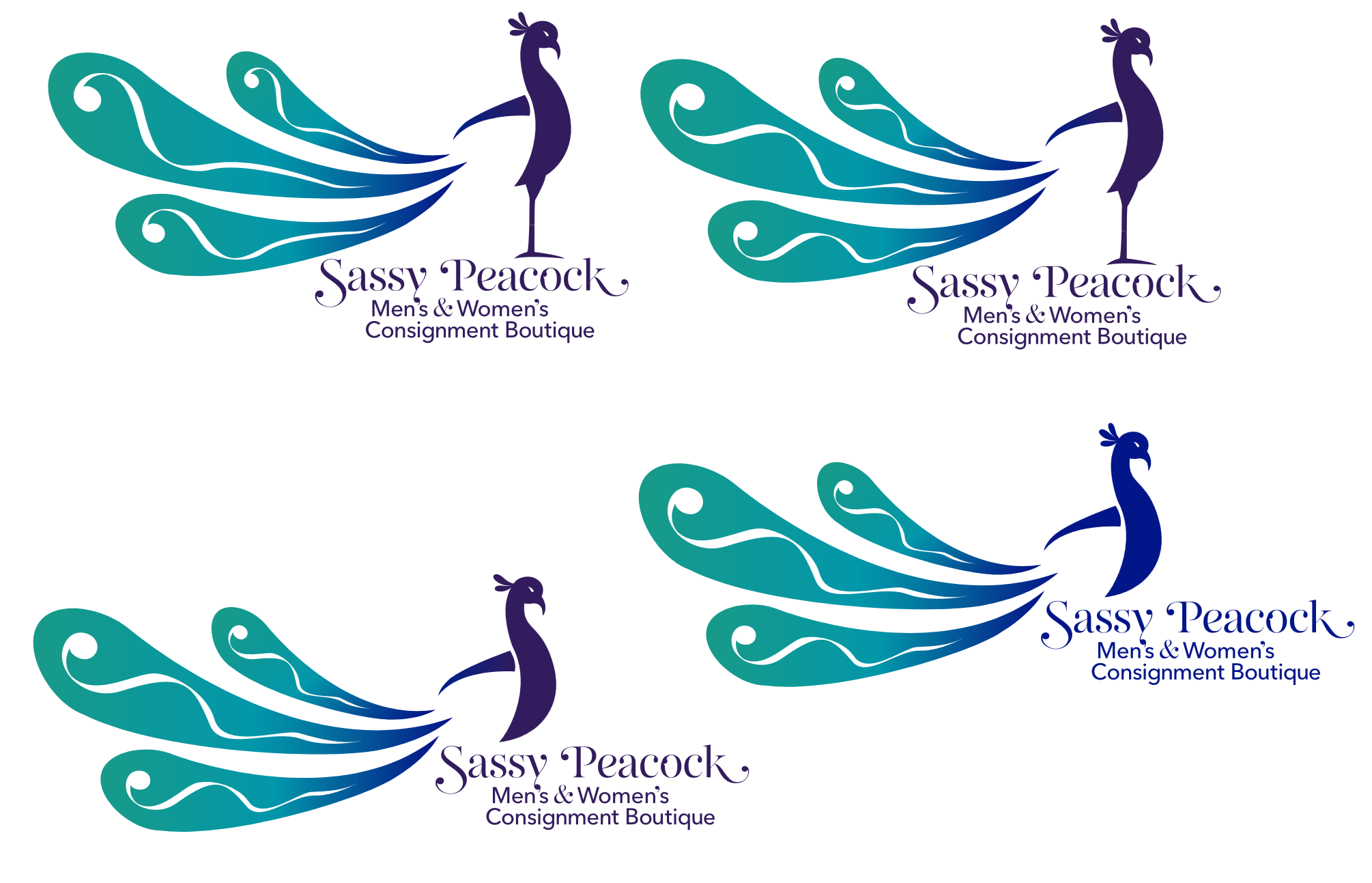 sassy peacock logo trial three feather tailed colored