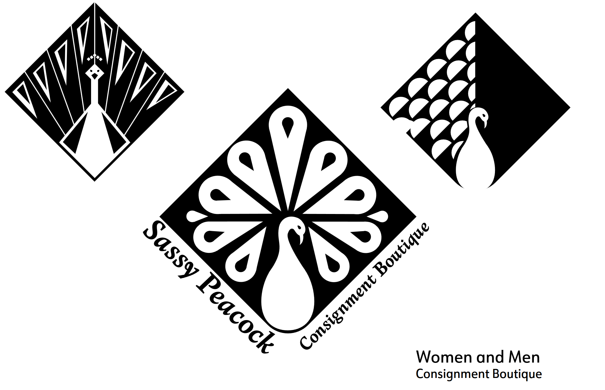 sassy peacock logo trial geometric peacocks