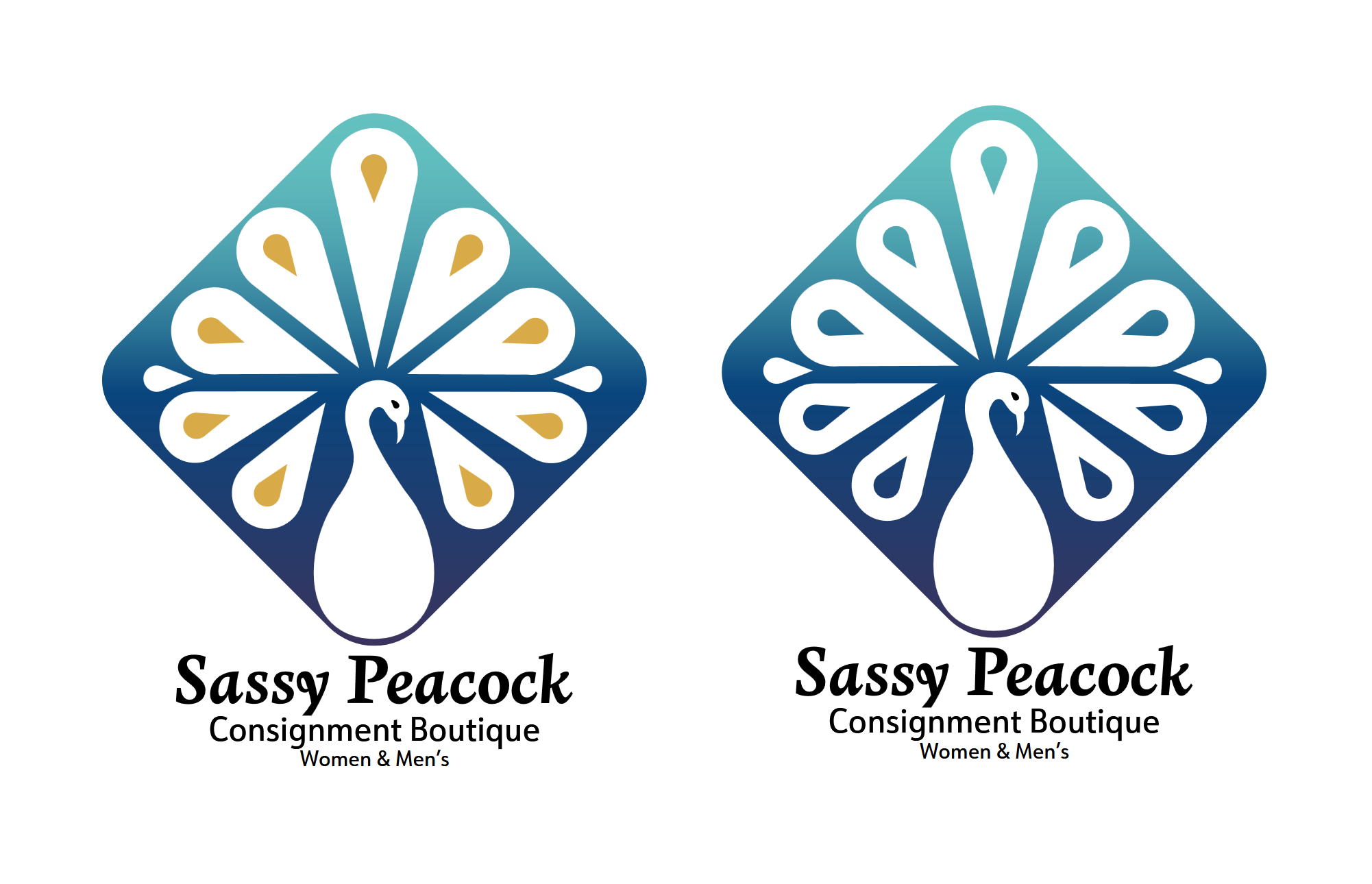 sassy peacock logo trial rounded edge diamond logo-colored