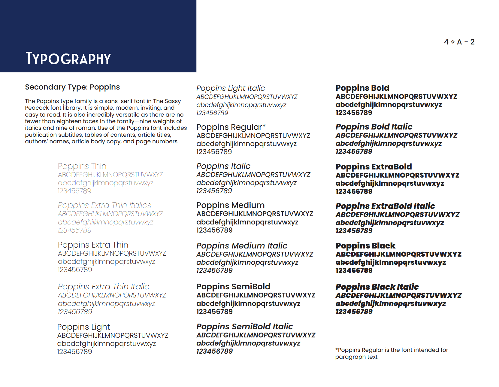 Sassy Peacock Branding Guide typography