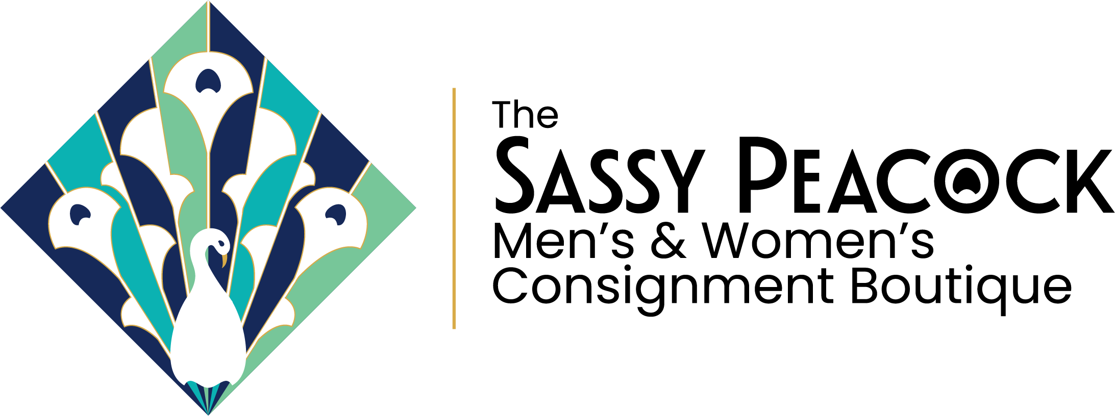 sassy peacock logo horizontal- full color