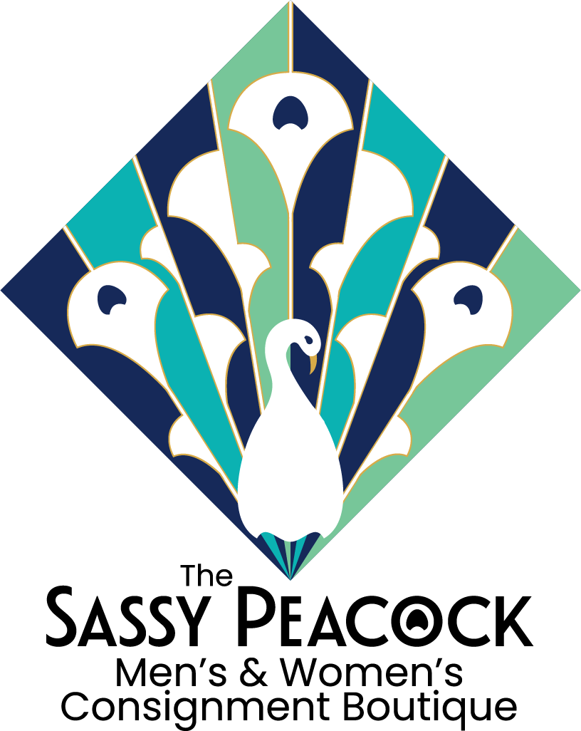 Sassy Peacock logo vertical orientation- full color