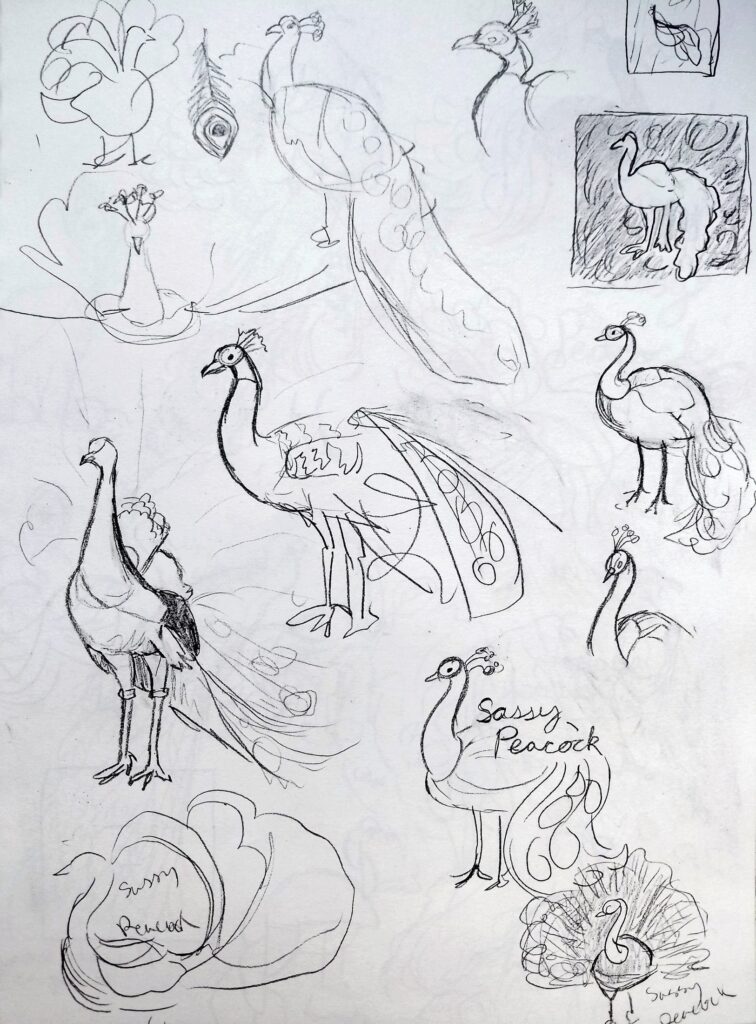 peacock sketches page 1