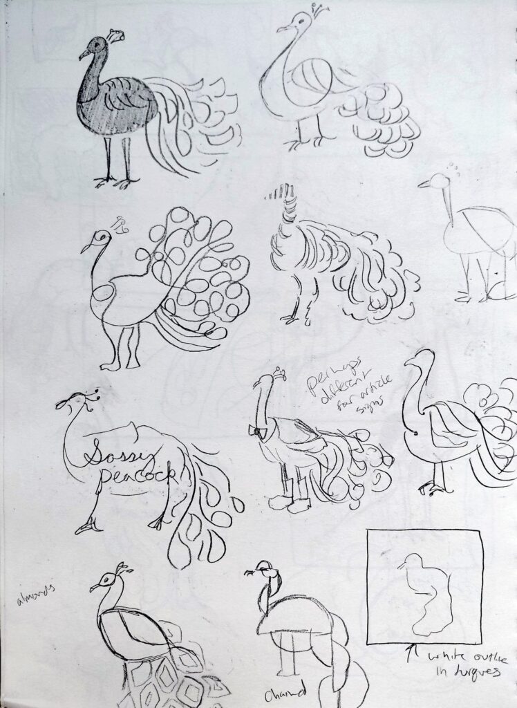 peacock sketches page 2- playing with form