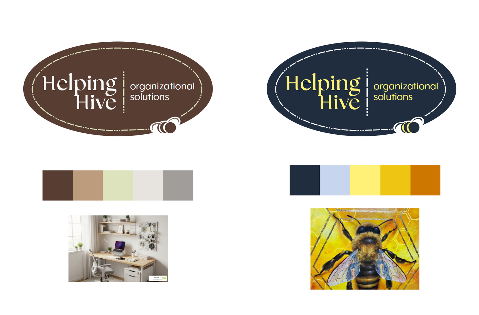a brown and green and a navy and orange color scheme test