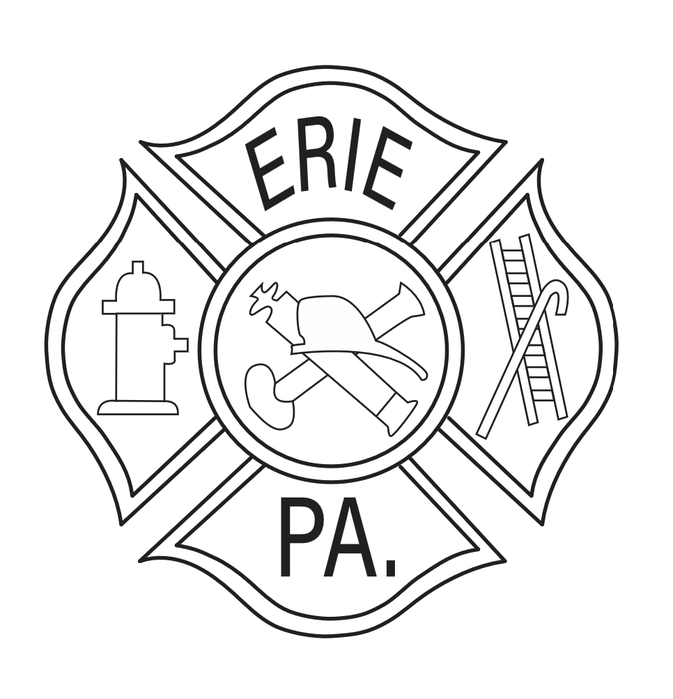 Erie fire department emblem simplified for a coloring book